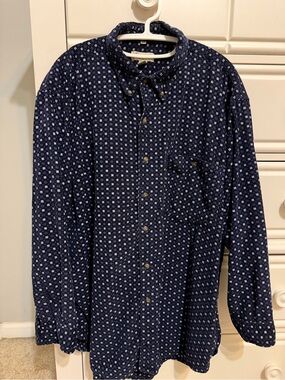 Classic Men's Navy Printed Corduroy Button-Down Shirt 2X